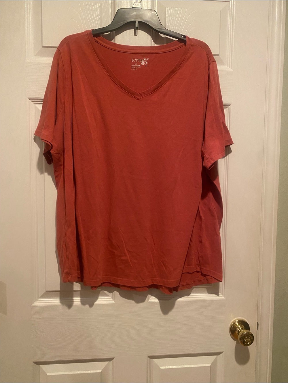 Sky Women's V-Neck T-Shirt in Rust